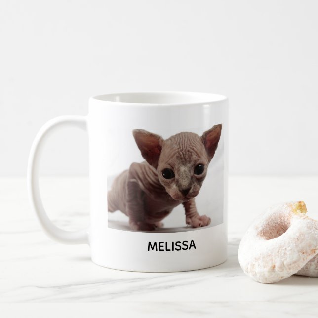 Freaky Niedlich Furless Sphynx Kitten Tasse (Mit Donut)