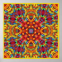Freaky Tiki Red Vintag Fraktal Kaleidoscope