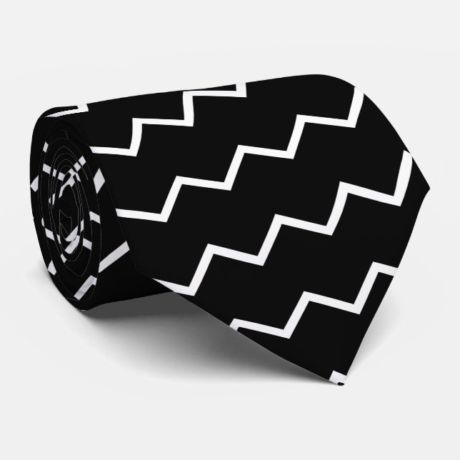 Frech, grafische Krawatte schwarz und weiß (Gerollt)