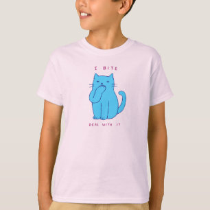 Freche Blaue Katze Ich Beiße Komm Damit Klar Fürs T-Shirt