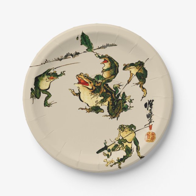 Freche Frösche Pappteller (Vorderseite)