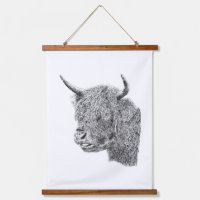 Freche Highland-Kuh Rustikale Rinder Kunst Bauernh