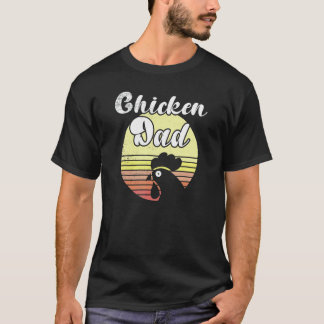 Freche Huhn Retro Sonnenuntergang Huhn Vater Huhn  T-Shirt