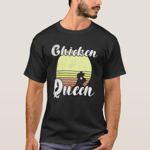 Freche Huhn Retro Sonnenuntergang Hühnerkönigin Ha T-Shirt