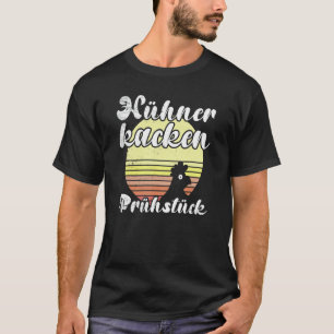 Freche Hühner Retro Sonnenuntergang Frühstück Pflü T-Shirt