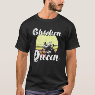 Freche Hühner-Retro-Sonnenuntergang-Hühner-Königin T-Shirt