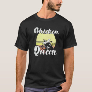 Freche Hühner-Retro-Sonnenuntergang-Hühner-Königin T-Shirt