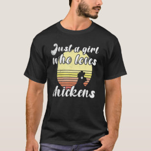 Freche Hühner-Sonnenuntergangs-Girl Liebt Hühner S T-Shirt