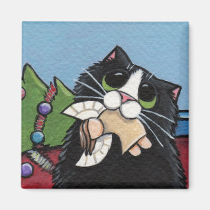 Freche Katze am Weihnachtsmagneten Magnet