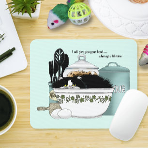 Freche Katze im Smoking Vintage-Schüssel Aqua Retr Mousepad