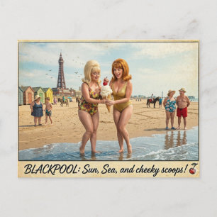 Freche klassische Blackpool-Postkarte Postkarte
