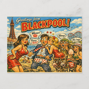 Freche klassische Blackpool-Postkarte Postkarte