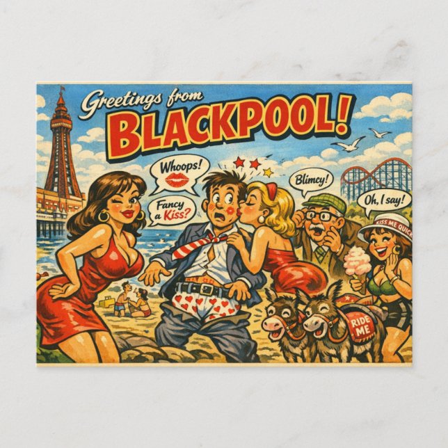 Freche klassische Blackpool-Postkarte Postkarte (Vorderseite)