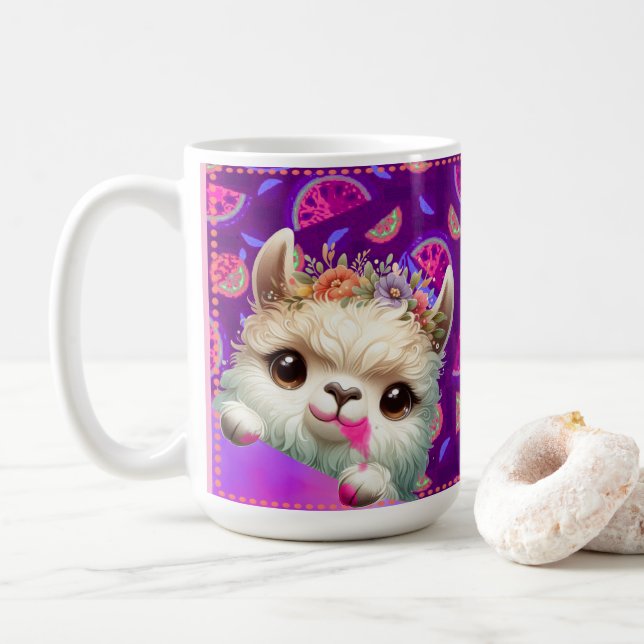 Freche Lama Kaffeetasse (Mit Donut)
