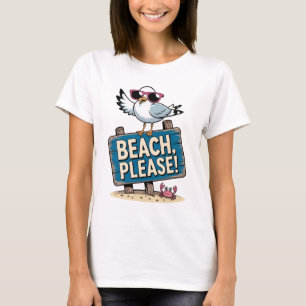 Freche Möwe Strand Bitte Rosa Retro T-Shirt