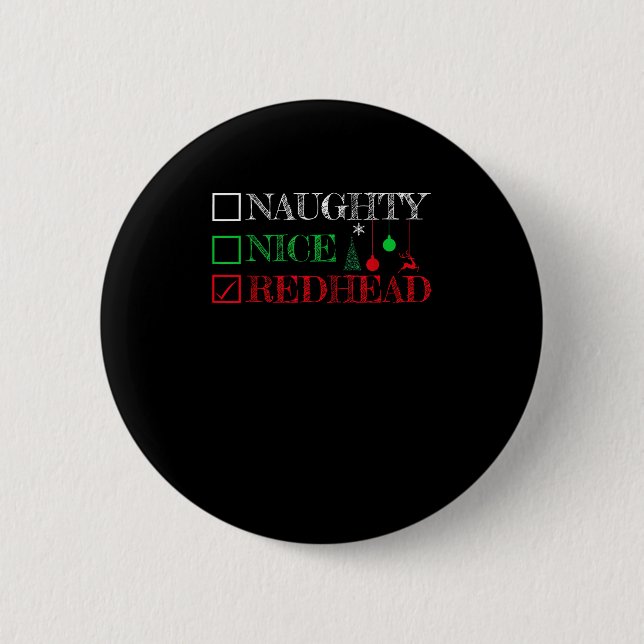 Freche nette Rothaarige Weihnachten Lustiger Urlau Button (Vorderseite)