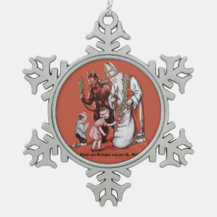 Freche oder Nizza Krampus u. Schneeflocken Zinn-Ornament