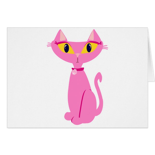 Freche rosa Retro Katze (Vorderseite (Horizontal))