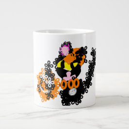 Freche schwarze Katze Herbst  Jumbo-Tasse
