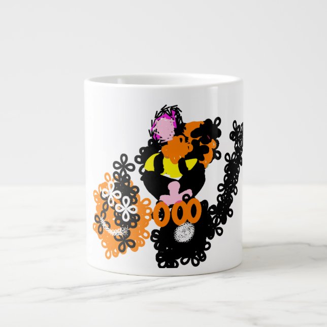 Freche schwarze Katze Herbst  Jumbo-Tasse (Vorderseite)