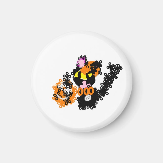 Freche schwarze Katze Herbst  Magnet (Vorne)