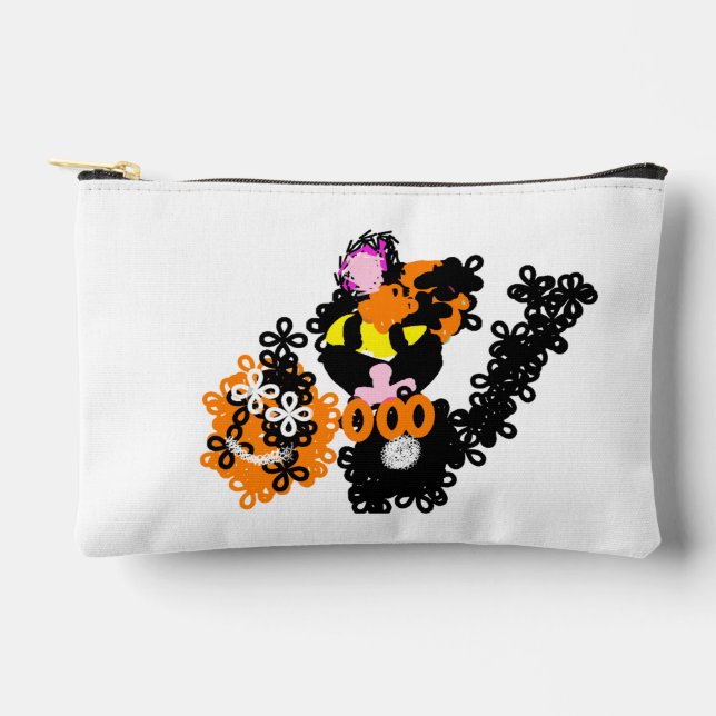 Freche schwarze Katze Herbst  Zubehörtasche (Vorderseite)
