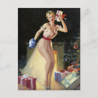 Freche Weihnachts-Pin-Up-Girl Feiertagspostkarte