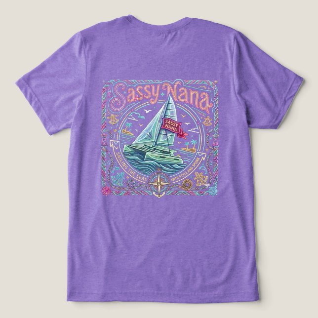 Freche Yachting-Oma Tri-Blend Shirt (Design Rückseite)