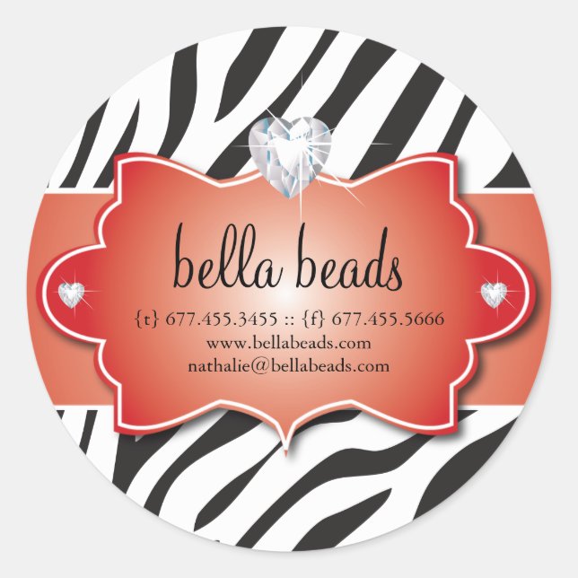 Freche Zebra-Schmuck-Designer-Aufkleber Runder Aufkleber (Vorderseite)