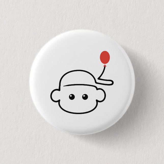 Frecher Affe in einer Mütze Einstrichzeichnung mit Button (Vorderseite)