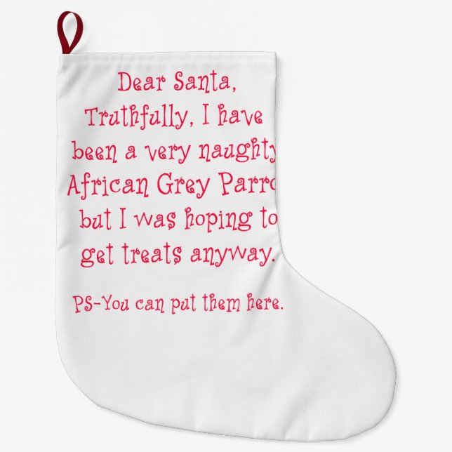 Frecher afrikanisches Grau-Papagei Großer Weihnachtsstrumpf (Vorderseite)