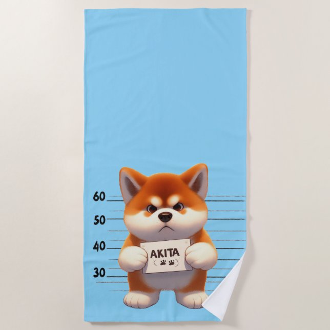 Frecher Akita Strandtuch (Vorderseite)