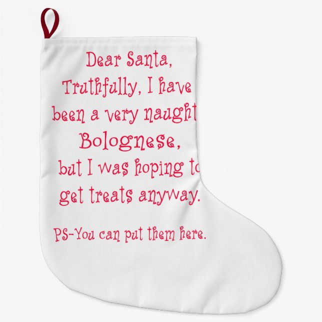 Frecher Bewohner von Bolognese Großer Weihnachtsstrumpf (Vorderseite)