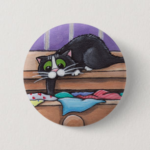 Frecher Katzen-Knopf Button