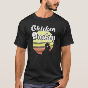 Frecher Retro-Sonnenuntergang-Hahn-Hähnchen-Papa T-Shirt