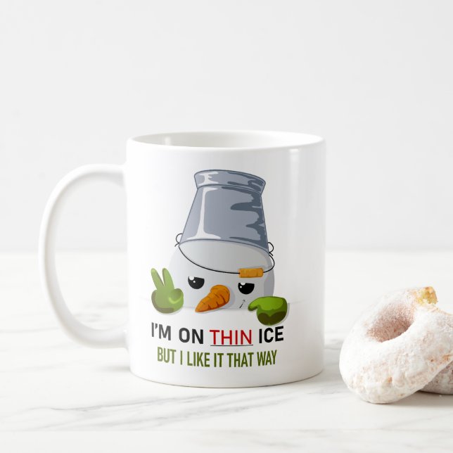 Frecher Schneemann-Eimer-Kopf Ich bin auf dünnem E Kaffeetasse (Mit Donut)