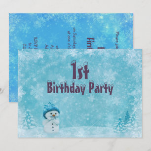 Frecher Schneemann Weihnachtskulisse 1. Geburtstag Einladung