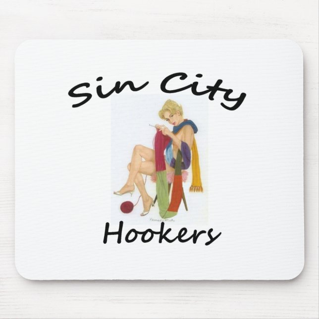 frecher Stricker, Häkelarbeit und strickendes Logo Mousepad (Vorne)