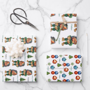 Frecher Weihnachtstroll und Baumvergnügen Geschenkpapier Set
