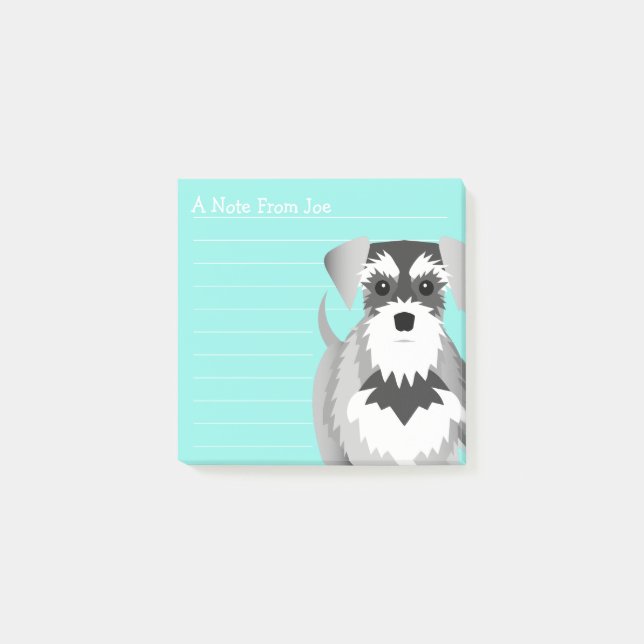 Freches Miniaturschnauzer-niedliches Grün Post-it Klebezettel (Vorderseite)