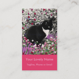 Freckles in den Blumen II - Tuxedokitty-Katze Visitenkarte