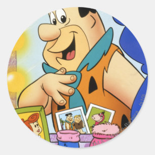 Fred Flintstone Look In Mirror Runder Aufkleber