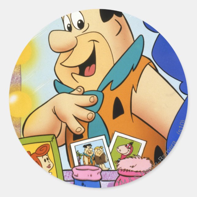 Fred Flintstone Look in Mirror Runder Aufkleber (Vorderseite)