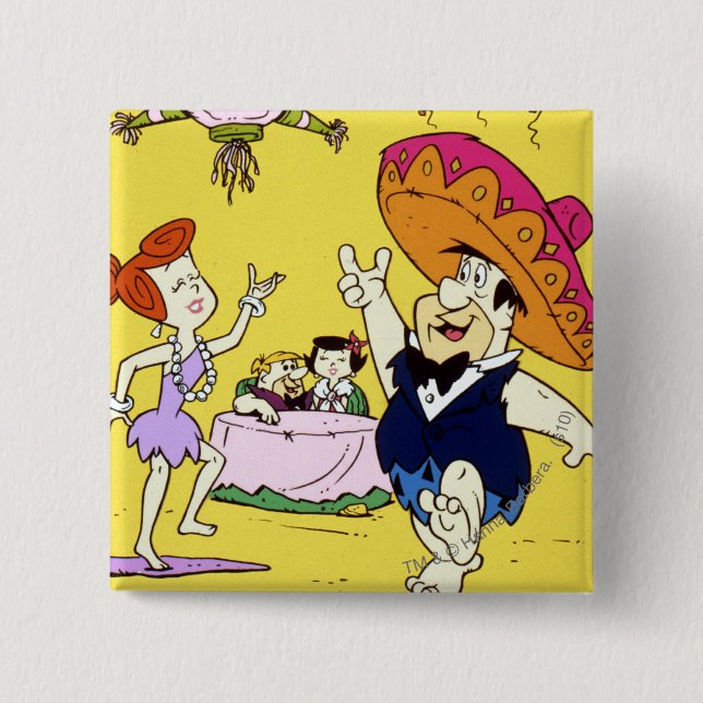 Fred Flintstone Wilma Barney und Betty Fiesta Button (Vorderseite)