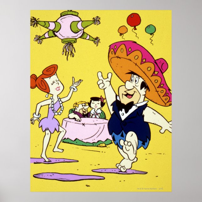 Fred Flintstone Wilma Barney und Betty Fiesta Poster (Vorne)