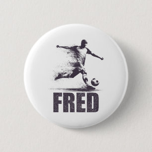 Fred Fußballjungen Personalisierter Vorname Fred Button