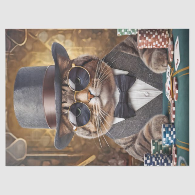 Fred ist nicht verwirrt, Cat Plays Cards Seidenpapier (Vorderseite)