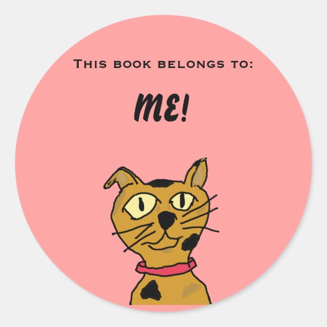 Fred the Cat book plate Runder Aufkleber (Vorderseite)