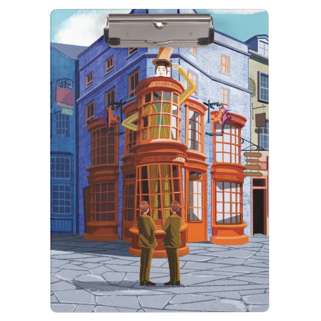 Fred und George bei Weasleys Wizard Wheezes Klemmbrett (Vorderseite)