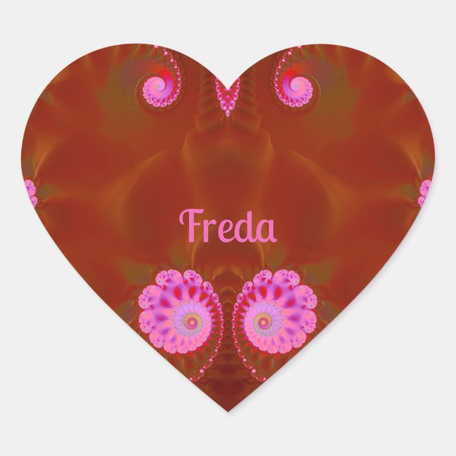 FREDA COOL! ~ PINK SPIN ~ Helles Design ~ Herz-Aufkleber (Vorderseite)